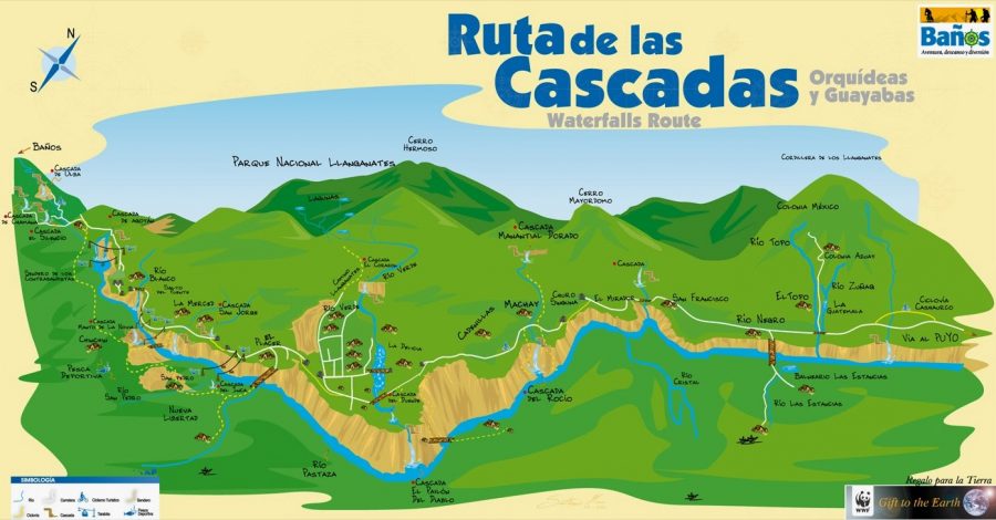 Map of the Ruta de las Cascadas